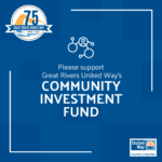 Icon of a well-connected person above text that says: Please support Great Rivers United Way's Community Investment Fund.